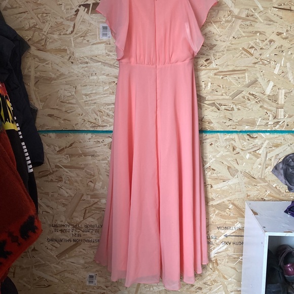 Jjhouse A-line Scoop, Asymmetrical, Chiffon bridesmaids dress with ruffle - Picture 2 of 6